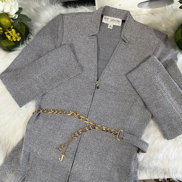 NEW St. John Wool Knit Tailored Classic Longline Suit Jacket Wide Leg Trousers 2 - Picture 8 of 16